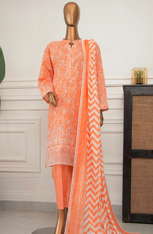 Nakshkari by HZ Textile Embroidered Lawn Unstitched 3 Piece Suit - A-967 - HZ25NE - Peach - Summer Collection