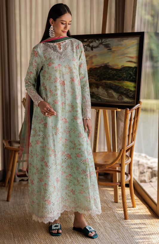 Xenia Embroidered Lawn Unstitched 3 Piece Suit - Barrie - XF25LL - Blue - Summer Collection