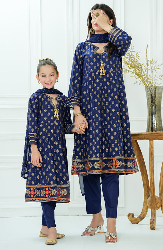 Amna Khadija Embroidered Cotton Stitched 3 Piece Suit - BBMDD-07-M - AK25BNBD2 - Blue - Summer Collection