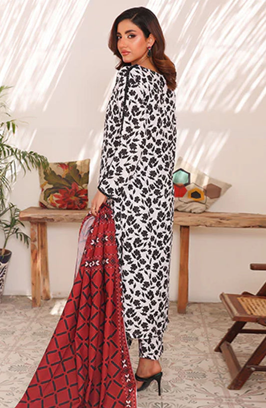 Bloom by Nazmina Printed Lawn Stitched 3 Piece Suit - Botaniq Grace (LD-32) - NZM25BLV2 - White - Summer Collection