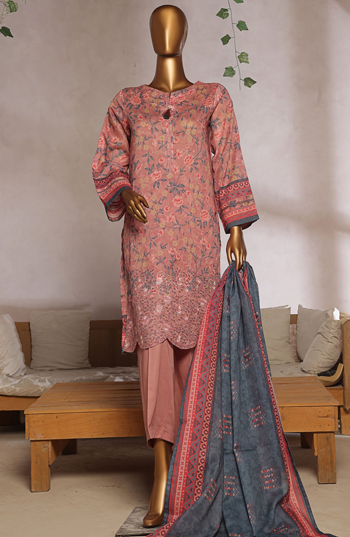 Aashkaaar by HZ Textile Embroidered Lawn Stitched 3 Piece Suit - EPL-3P-007 - HZ25ASHV5 - Pink - Summer Collection