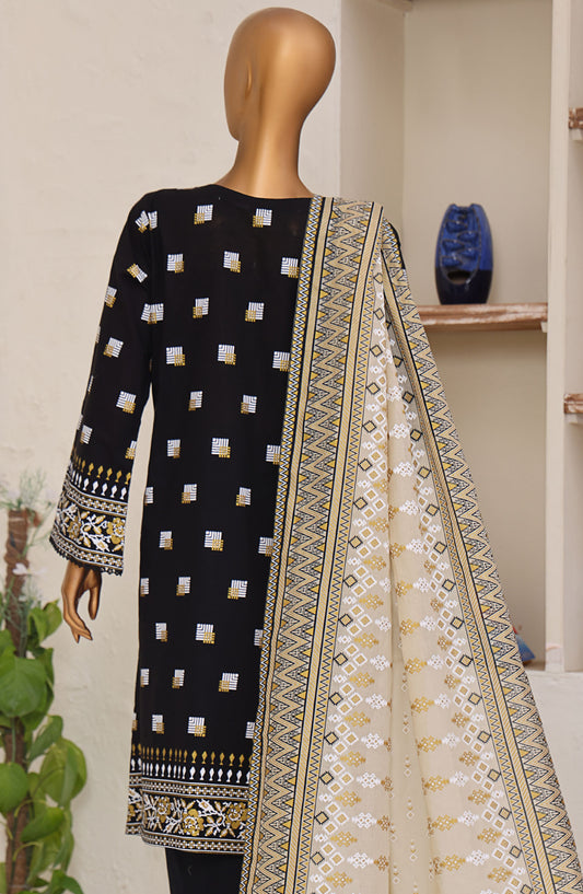 HZ Textile Embroidered Lawn Unstitched 3 Piece Suit - ES-05 - HZ26SLB - Black - Summer Collection