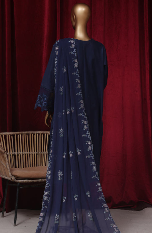 Bin Saeed Embroidered Cotton Stitched 3 Piece Suit - LF-101 - BS25PCV3 - Blue - Summer Collection