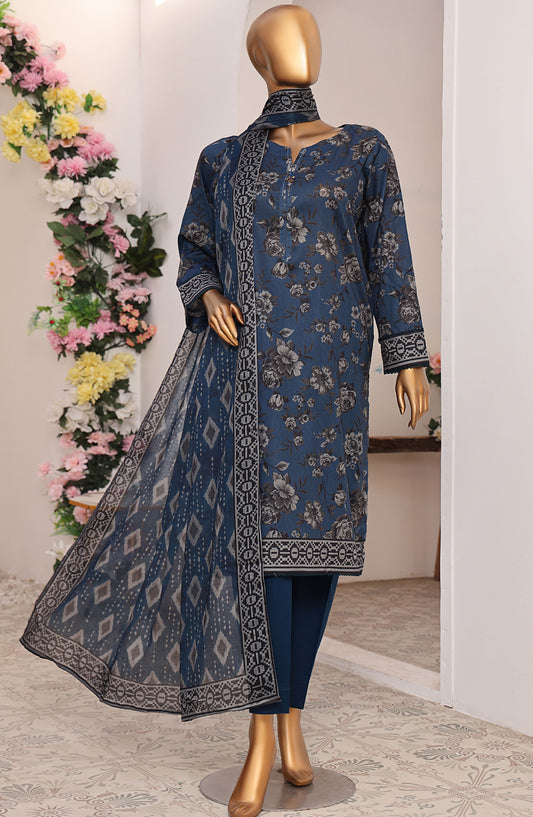 HZ Textile Printed Lawn Unstitched 3 Piece Suit - PPC-201 - HZ25PDPL - Blue - Summer Collection