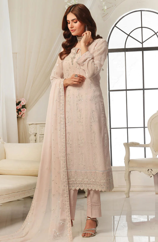 Aura by Shamooz Embroidered Chiffon Stitched 3 Piece Suit - SEM-0786 - SMZ25AU - Pink - Festive Collection