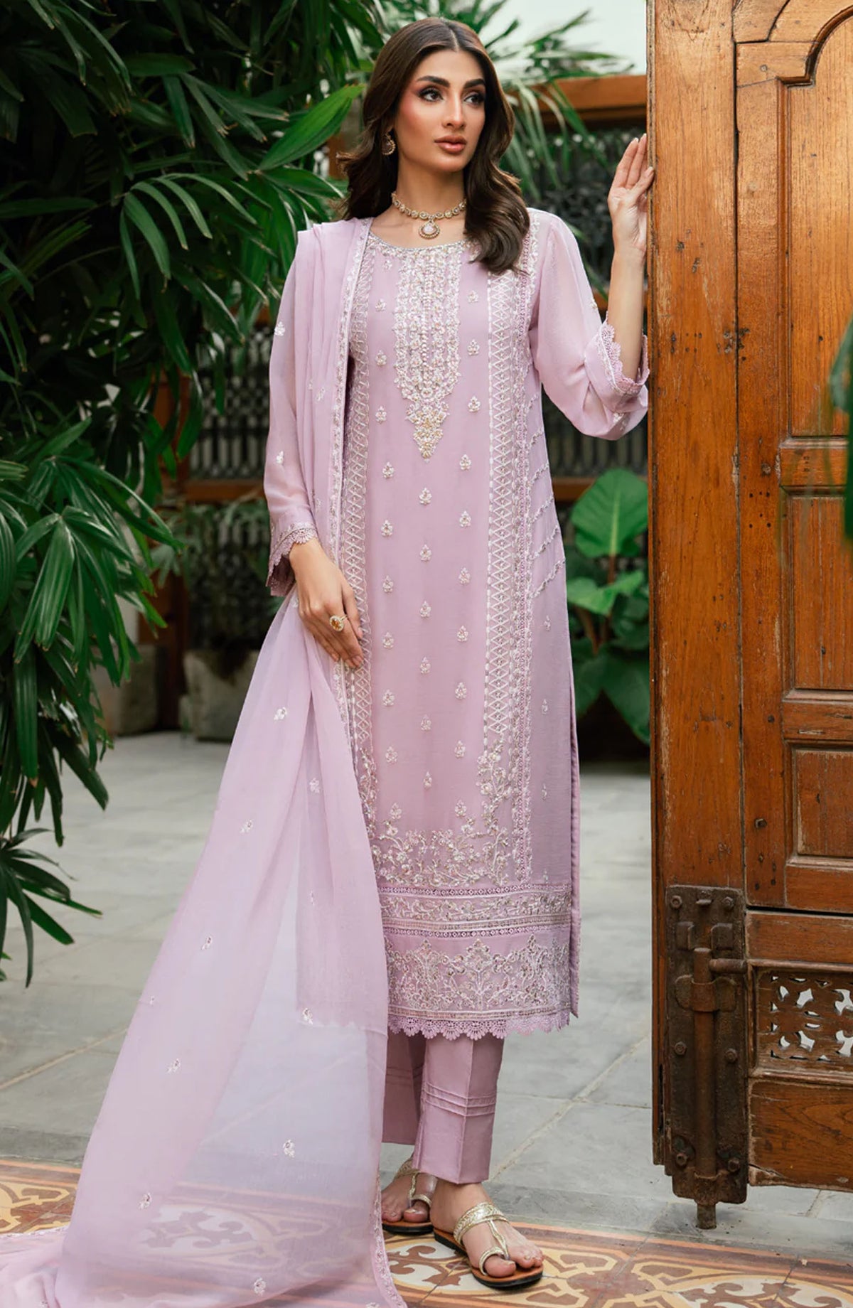 Morbagh by Shamooz Embroidered Chiffon Stitched 3 Piece Suit - Sem-0832 - SMZ25MFC - Pink - Festive Collection