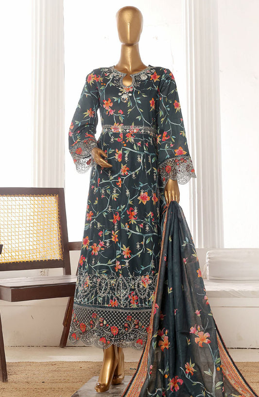 Bin Saeed Embroidered Lawn Stitched 3 Piece Frock - SM-786 - BS25LFV2 - Blue - Summer Collection