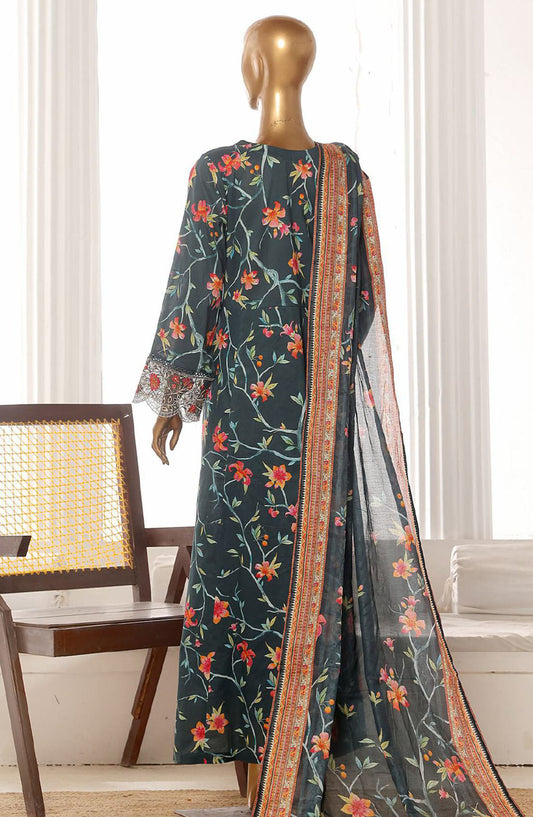 Bin Saeed Embroidered Lawn Stitched 3 Piece Frock - SM-786 - BS25LFV2 - Blue - Summer Collection