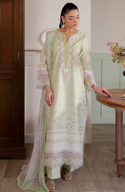 Neeshay Embroidered Lawn Unstitched 3 Piece Suit - Spring Fern - NSH25SL2 - Green - Summer Collection