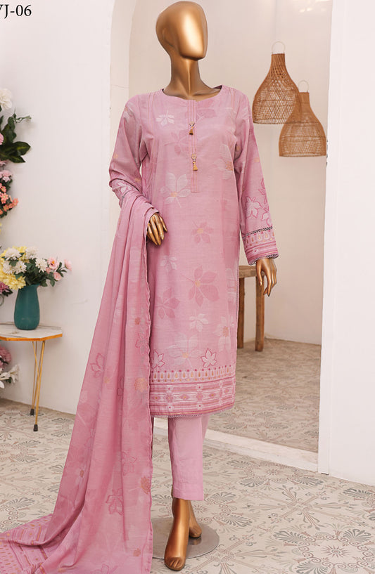 Valencia by HZ Textile Printed Jacquard Unstitched 3 Piece Suit - VJ-06 - HZ25VJ - Pink - Summer Collection