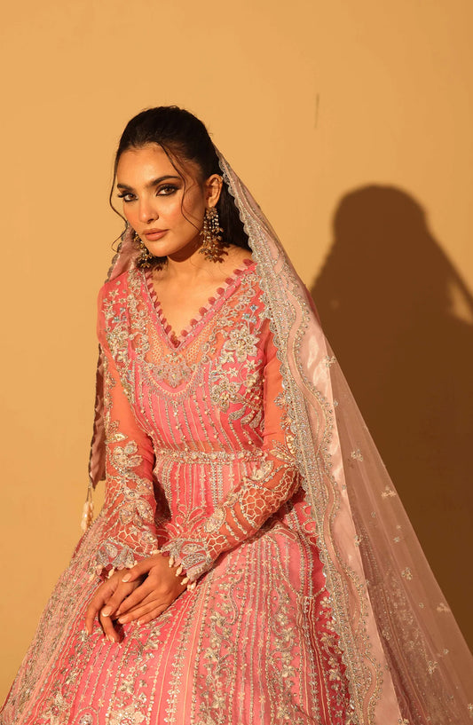 Aylin Luxury Embroidered Organza Unstitched 3 Piece Suit - 03 Petal Bloom - AYL26SL - Pink - Festive Collection
