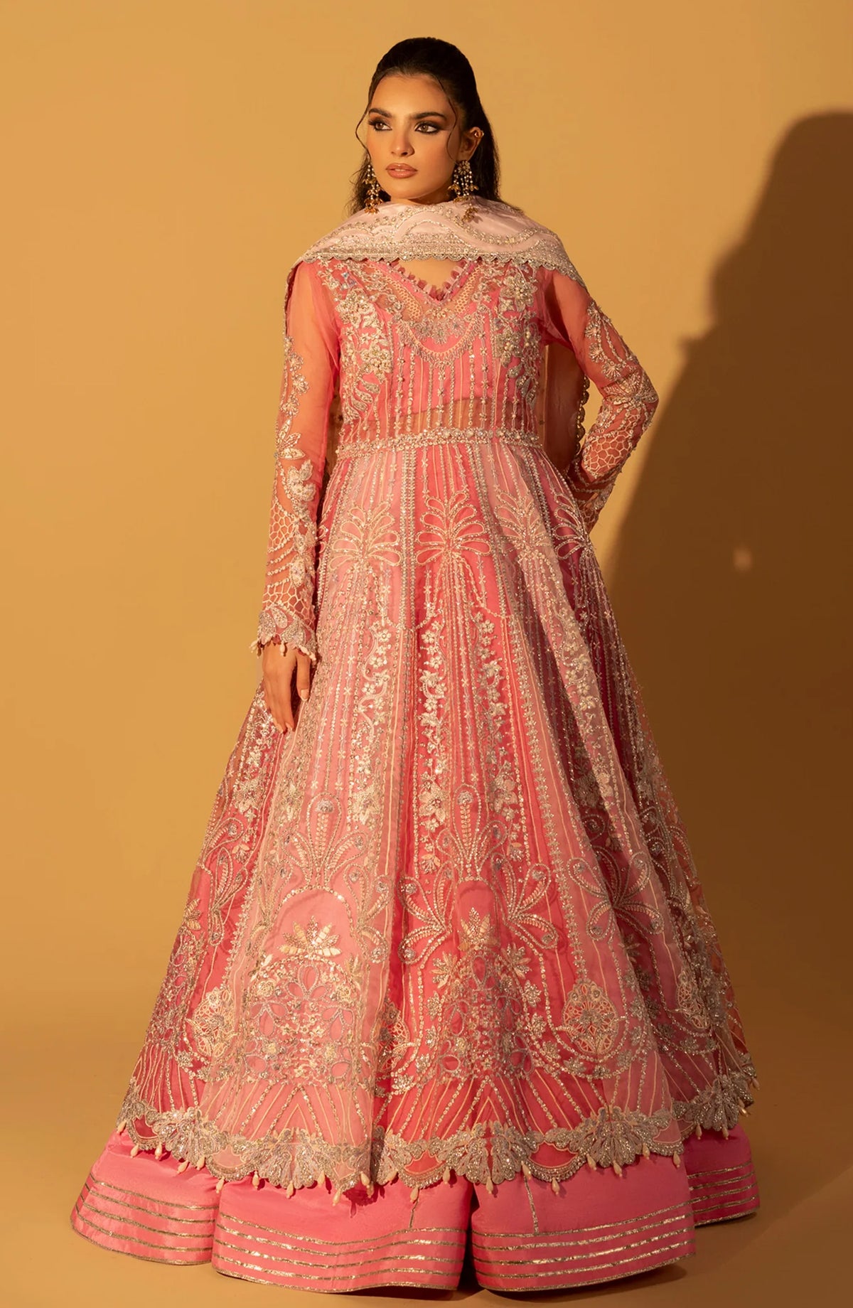 Aylin Luxury Embroidered Organza Unstitched 3 Piece Suit - 03 Petal Bloom - AYL26SL - Pink - Festive Collection