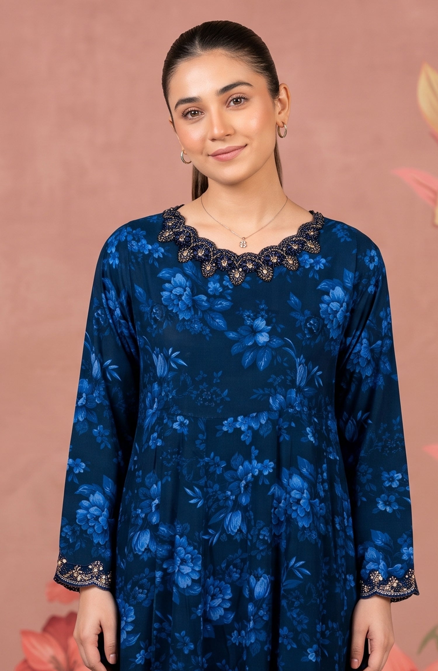 Kashf by Amna Khadija Embroidered Staple Stitched 2 Piece Suit - D-6333 - TF26KF - Blue - Fancy Collection