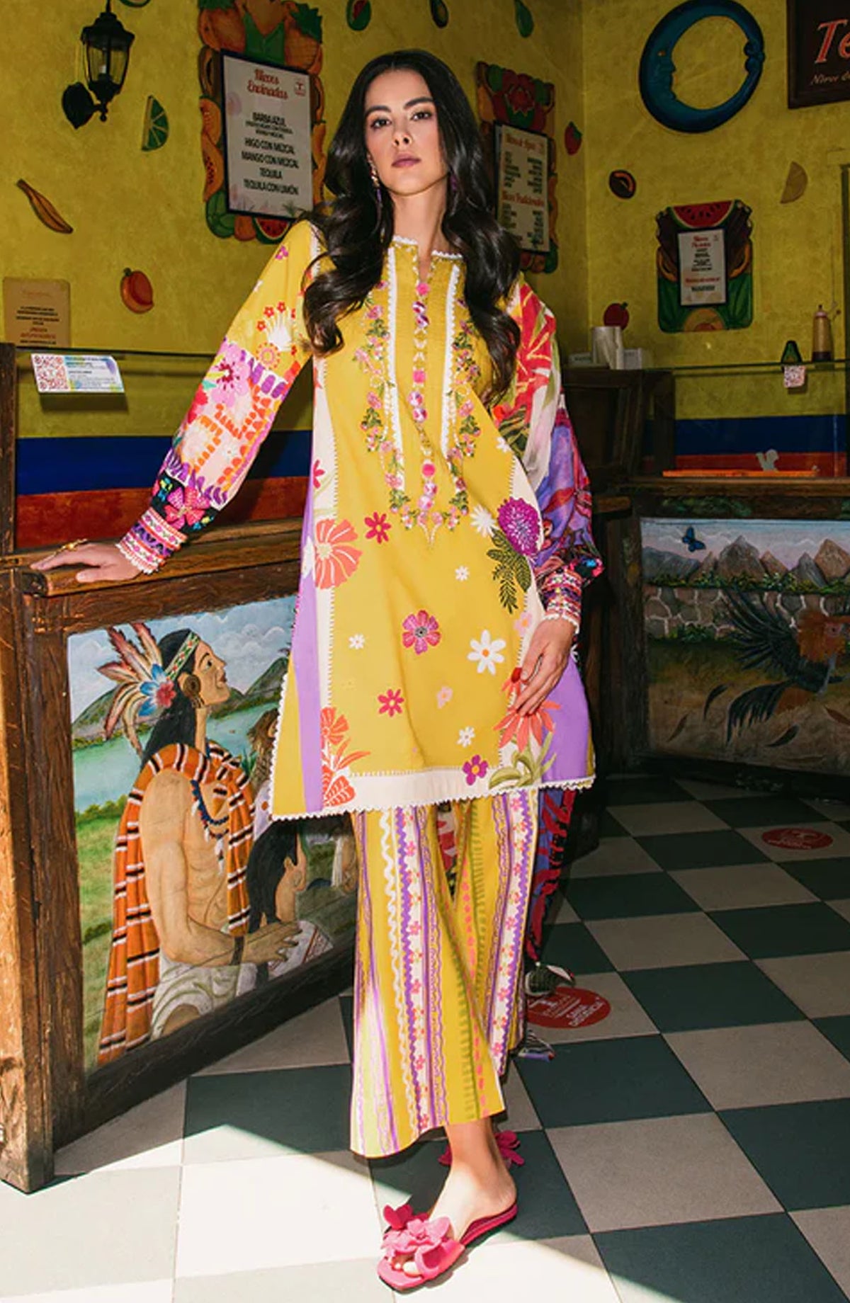 Hemline by Mushq Embroidered Lawn Unstitched 3 Piece Suit - The Dream - MQ25LDHP - Yellow - Summer Collection