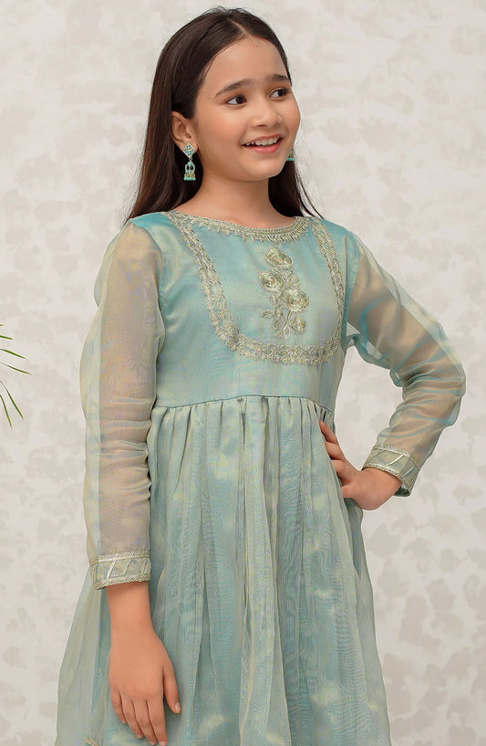 Modest Girls Maysuri 3 Piece Frock - 9025 - MOD25EKK - Green - Festive Collection