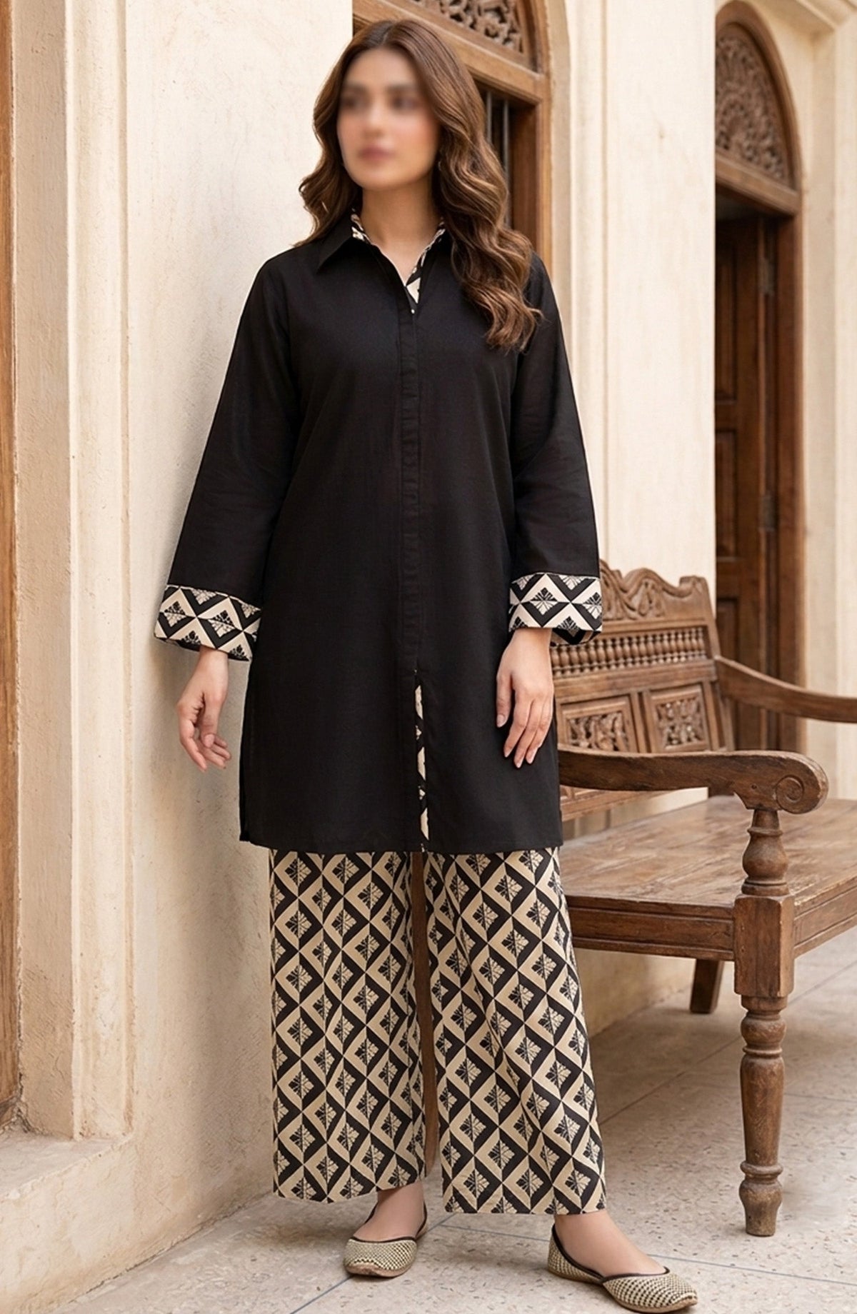 Amna Khadija Dastan Sunset Soiree Lawn Stitched 2 Piece Suit - AKPD-01 - AKP26TAAN - Black - Summer Collection