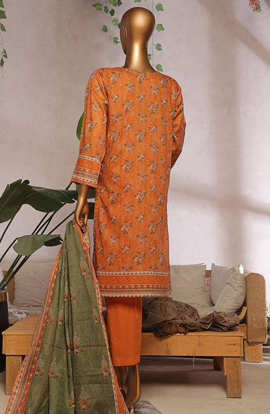 Aashkaaar by HZ Textile Embroidered Lawn Stitched 3 Piece Suit - EPL-3P-001 - HZ25ASHV5 - Orange - Summer Collection