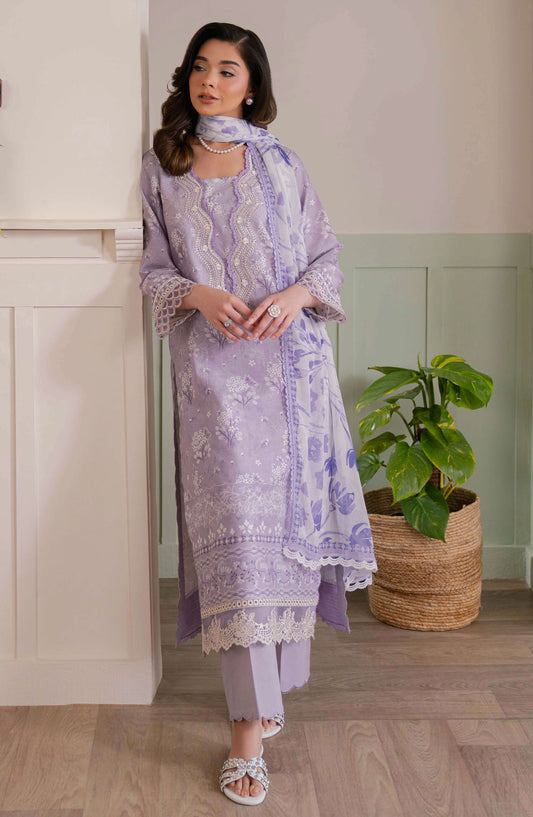 Neeshay Embroidered Lawn Unstitched 3 Piece Suit - Lavender Dream - NSH25SL2 - Purple - Summer Collection