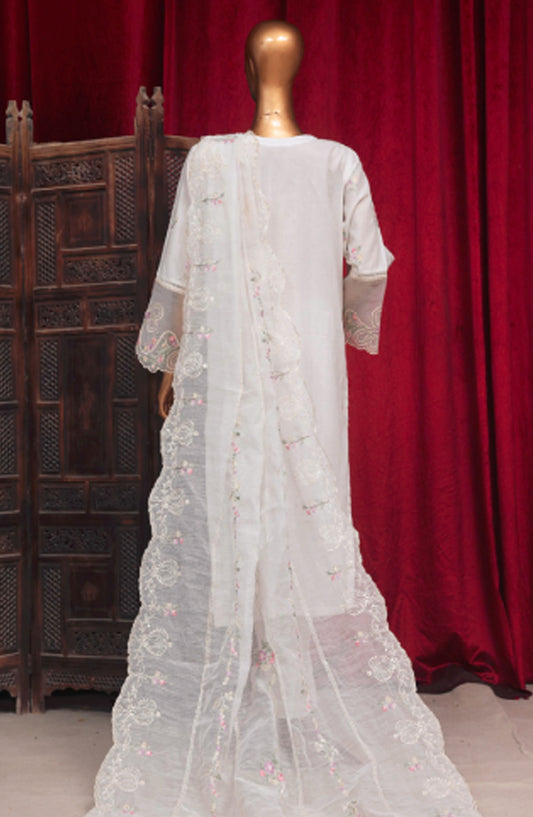 Bin Saeed Embroidered Cotton Stitched 3 Piece Suit - LF100 - BS25PCV3 - White - Summer Collection