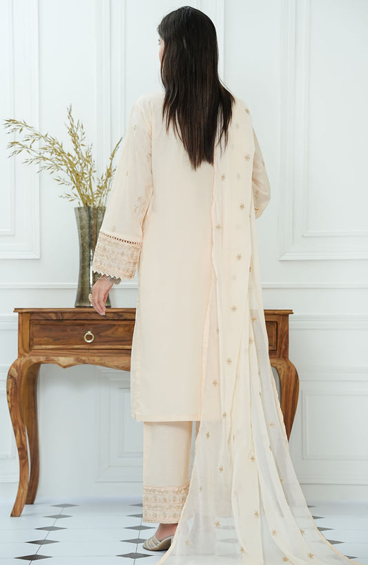 Mauve by Amna Khadija Embroidered Lawn Stitched 3 Piece Suit - MLP-09 - AM25MLPD2 - Beige - Summer Collection