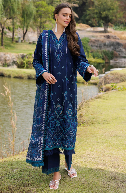 Xenia Embroidered Lawn Unstitched 3 Piece Suit - Murcia - XF25LL - Blue - Summer Collection