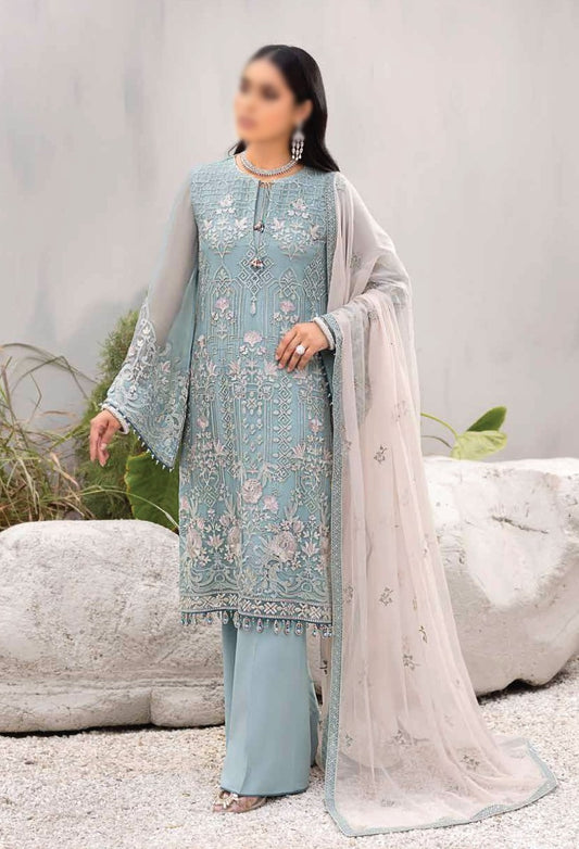 Kuch Khas Chiffon Collection Vol 12 By Flossie 03 Mystic Aqua