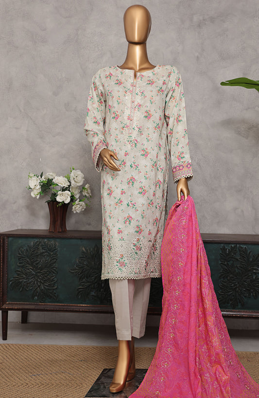 HZ Textile Embroidered Lawn Unstitched 3 Piece Suit - PCE-944 - HZ25PECL - Grey - Summer Collection