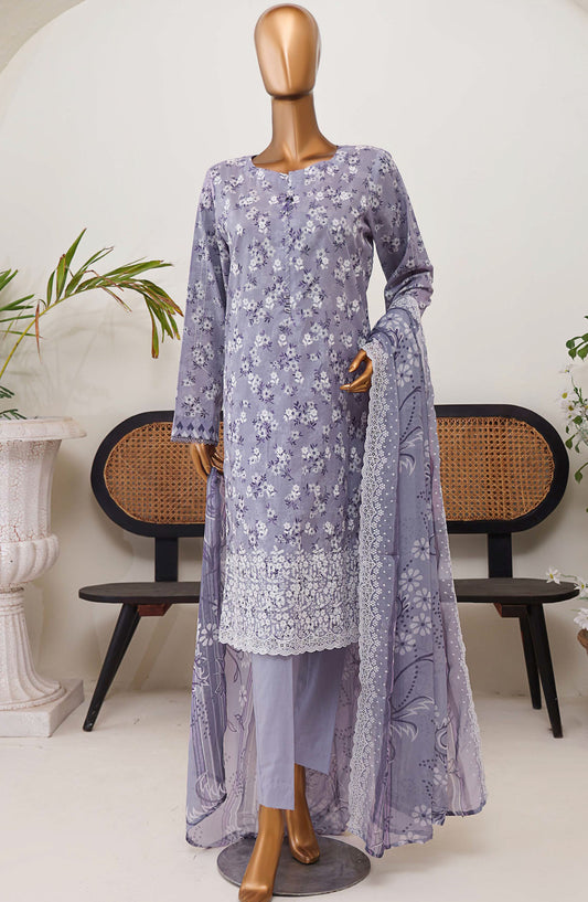 HZ Textile Chikankari Lawn Unstitched 3 Piece Suit - PEC-974 - HZ25PEC - Purple - Summer Collection
