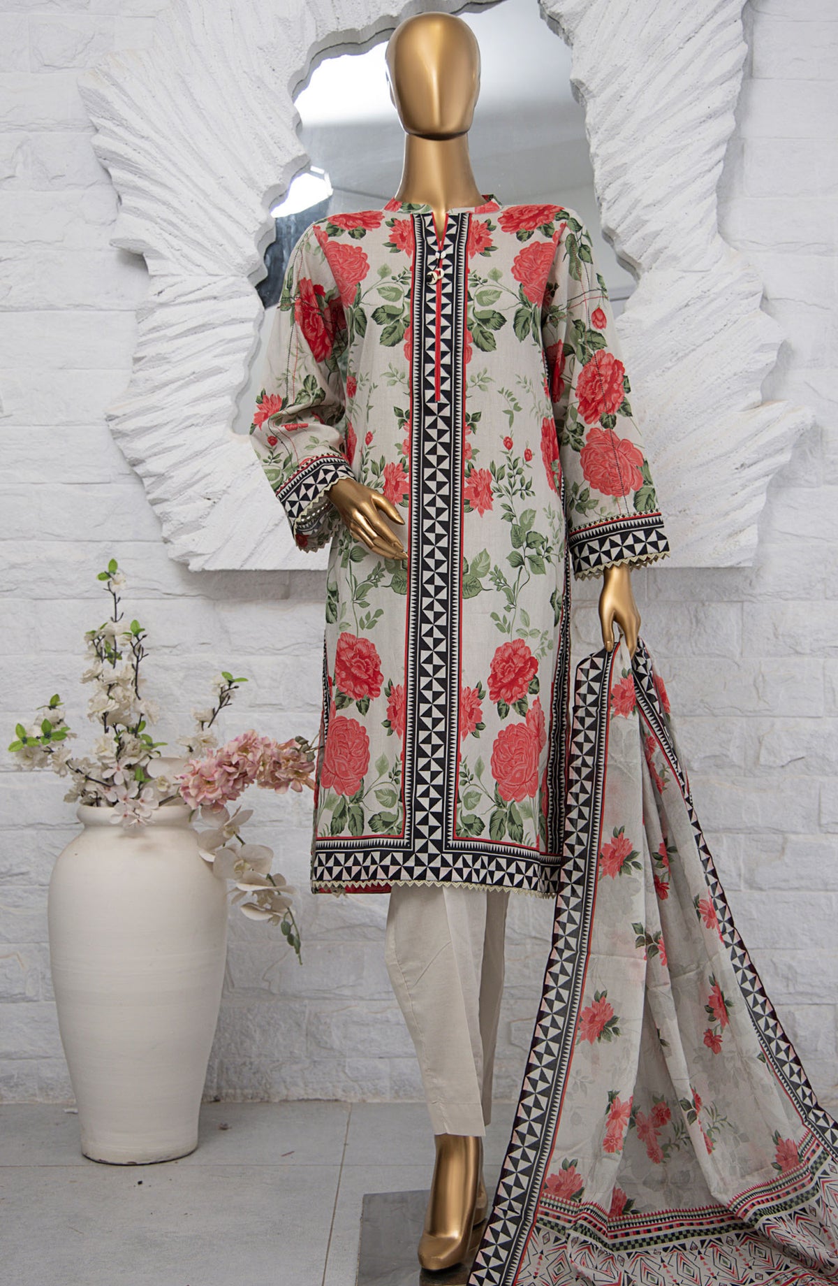 HZ Textile Printed Lawn Unstitched 3 Piece Suit - PPC-202 - HZ25PDPL - White - Summer Collection