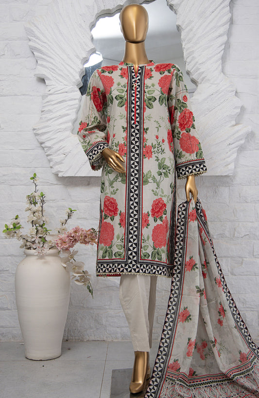 HZ Textile Printed Lawn Unstitched 3 Piece Suit - PPC-202 - HZ25PDPL - White - Summer Collection