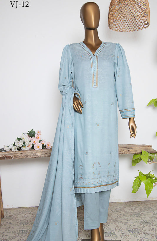 Valencia by HZ Textile Printed Jacquard Unstitched 3 Piece Suit - VJ-12 - HZ25VJ - Blue - Summer Collection
