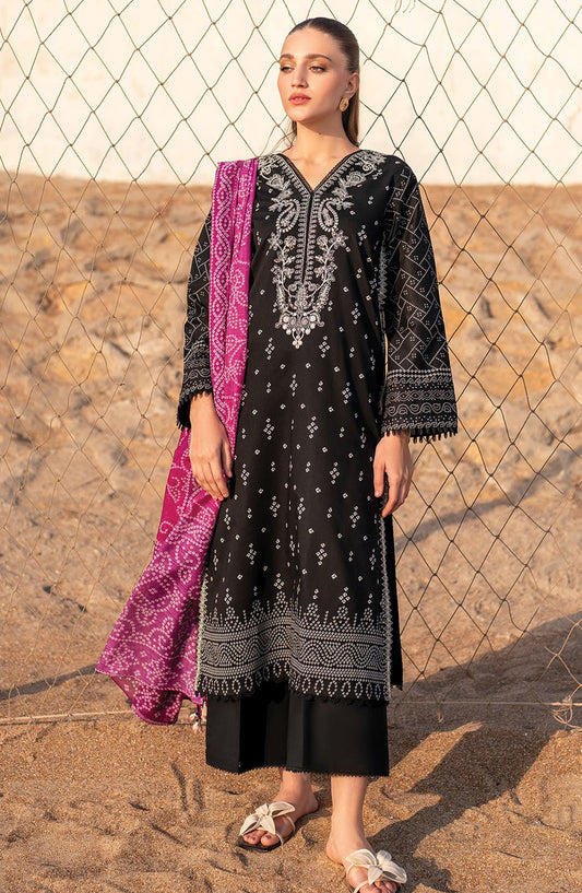 Xenia Embroidered Lawn Unstitched 3 Piece Suit - Alish - XF25SA - Black - Summer Collection