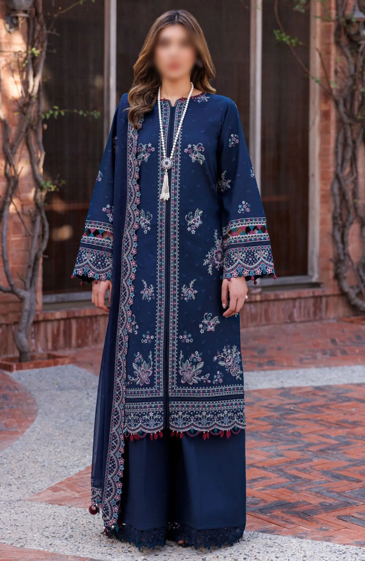 Farasha Kaavish Eid Festive Lawn SS Collection 2024 - 04- DEEP SAPPHIRE