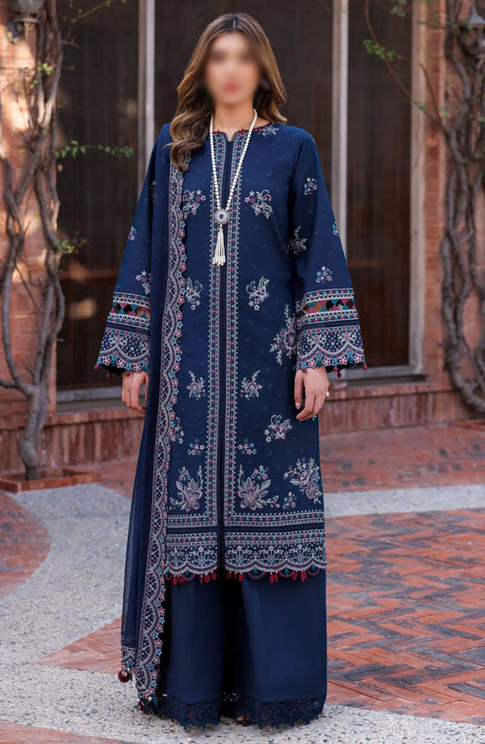 Farasha Kaavish Eid Festive Lawn SS Collection 2024 - 04- DEEP SAPPHIRE