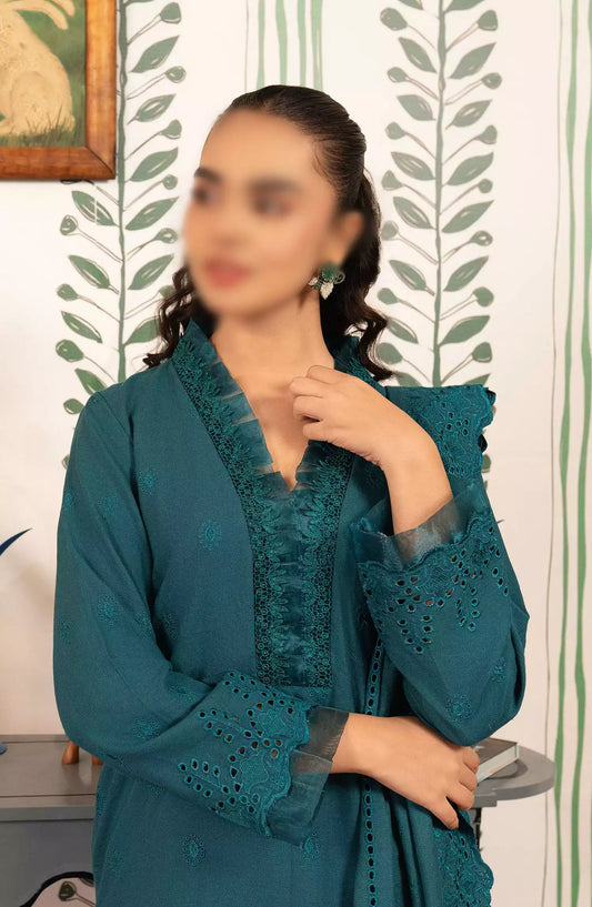 ELARA  Unstitched 3PC Linen Collection 2024 - 04-TEAL TEMPTATION