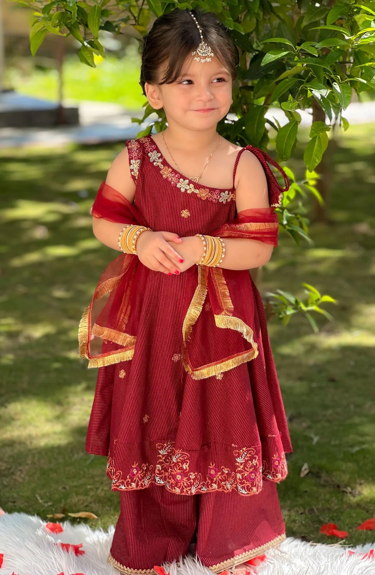 3 Piece Maysuri Red Embroidered Frock - 10710-Mar - MOD26MT - Festive Collection