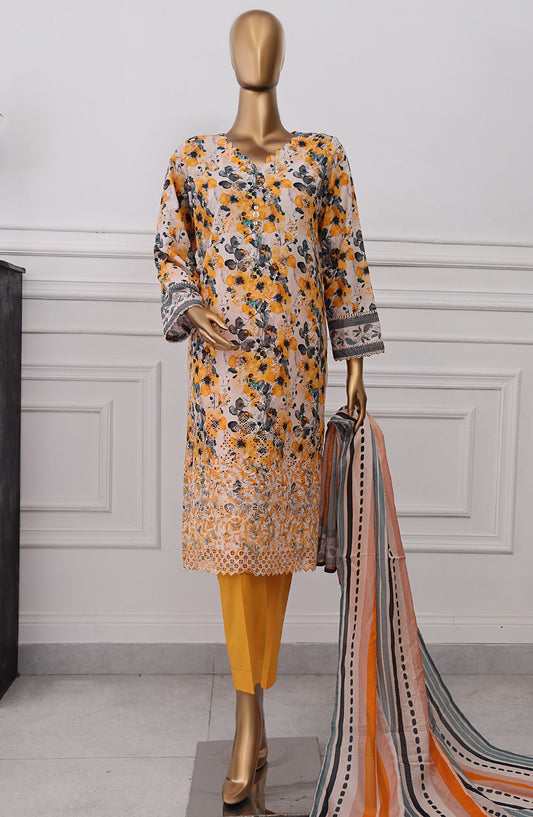 Anmol by HZ Textile Chikankari Lawn Unstitched 3 Piece Suit - ACE-1076 - HZ25ACE - Mustard - Summer Collection