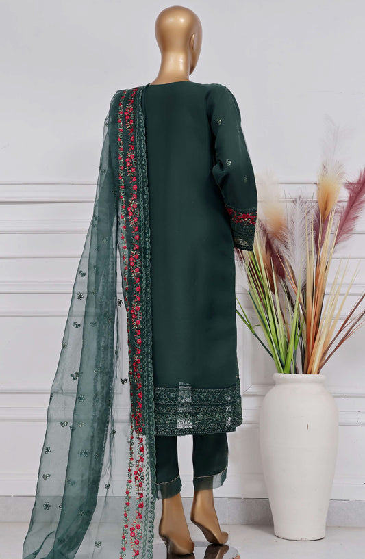 Mahpara by Sadabahar Embroidered Organza Stitched 3 Piece Suit - AG-30 Green - SBD25MHPV15 - Festive Collection