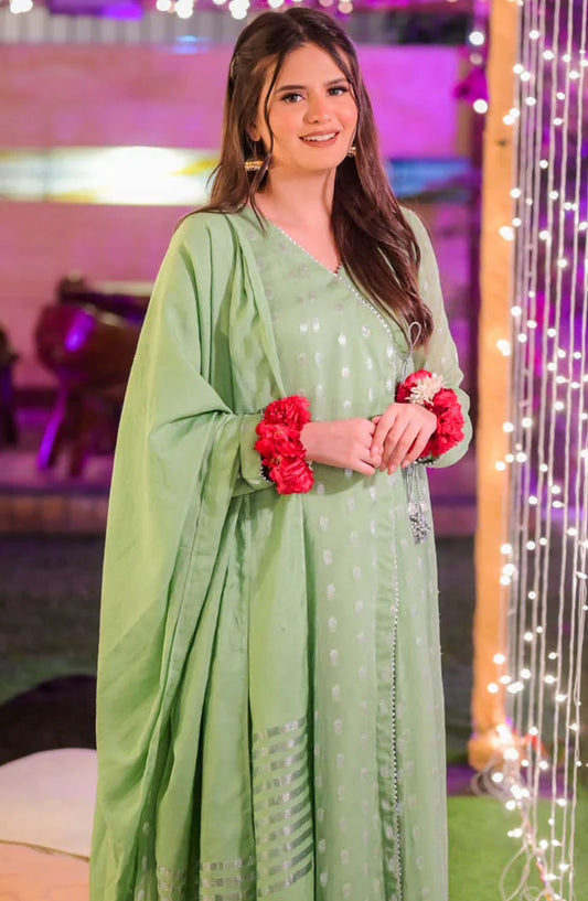 TNG Embroidered Chiffon Stitched 3 Piece Suit - AR-001797 Jahan Aaraah - TNG25EC - Green - Festive Collection