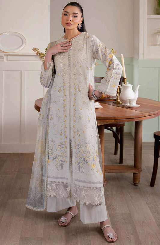 Neeshay Embroidered Lawn Unstitched 3 Piece Suit - Cloud Veil - NSH25SL2 - Grey - Summer Collection