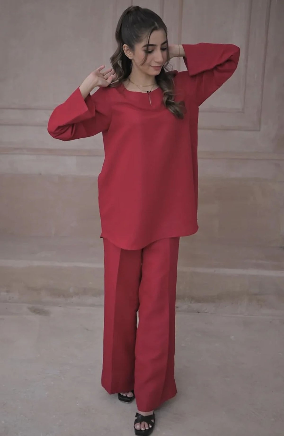 Zauk Rawsilk Stitched 2 Piece Suit - Deep Pink - ZK25FC - Pink - Festive Collection