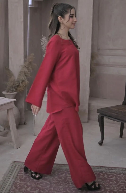 Zauk Rawsilk Stitched 2 Piece Suit - Deep Pink - ZK25FC - Pink - Festive Collection