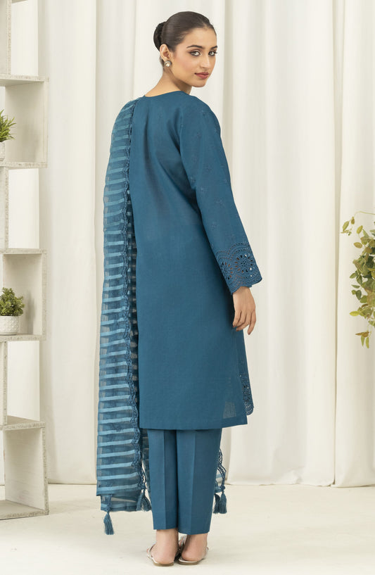 La Rosaa Embroidered Cotton Lawn Stitched - Either 3Pc - LRS25EE - Zinc - Casual Collection