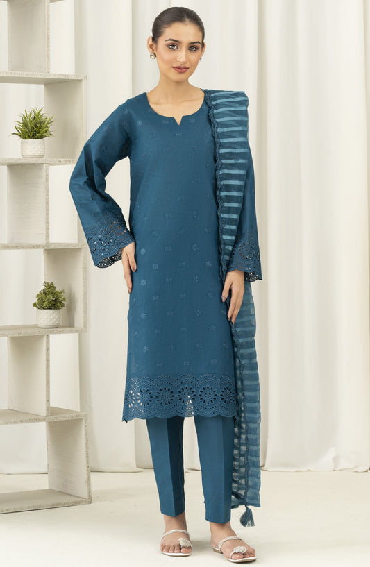 La Rosaa Embroidered Cotton Lawn Stitched - Either 3Pc - LRS25EE - Zinc - Casual Collection