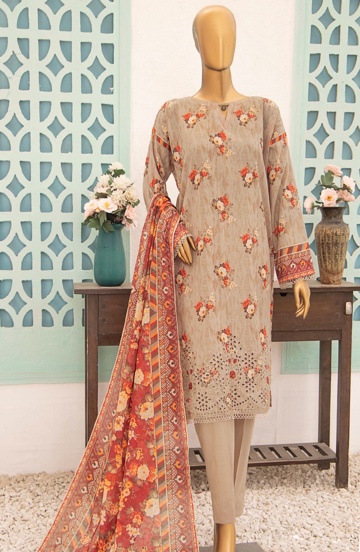 Vital by HZ Textile Embroidered Lawn Unstitched 3 Piece Suit - VEC-115 - HZ25VEBD - Grey - Summer Collection