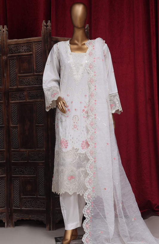 Bin Saeed Embroidered Cotton Stitched 3 Piece Suit - LF-100 - BS25PCV3 - White - Summer Collection