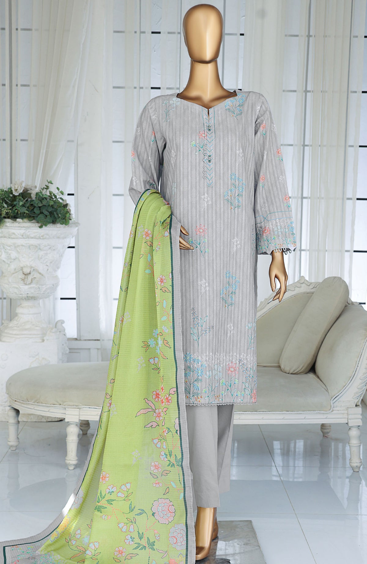 Ninokara by HZ Textile Printed Lawn Unstitched 3 Piece Suit - NP-1175 - HZ25NKP - Grey - Summer Collection