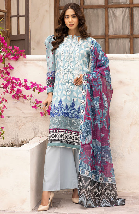 Phoolnagar by NUR Embroidered Lawn Unstitched 3 Piece Suit - NP-04 - NUR25PN - Blue - Summer Collection