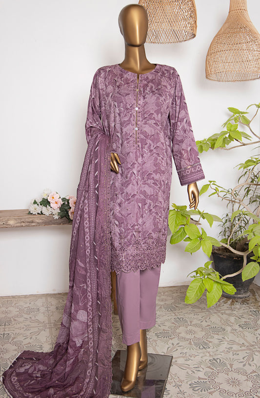 HZ Textile Embroidered Lawn Unstitched 3 Piece Suit - PCE-503 - HZ25PECL - Purple - Summer Collection