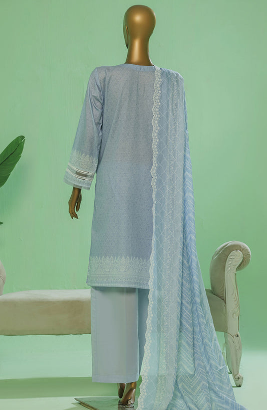 HZ Textile Chikankari Lawn Stitched 3 Piece Suit - PEC-3P-052 Lavender - HZ25PTKV3 - Purple - Eid Collection